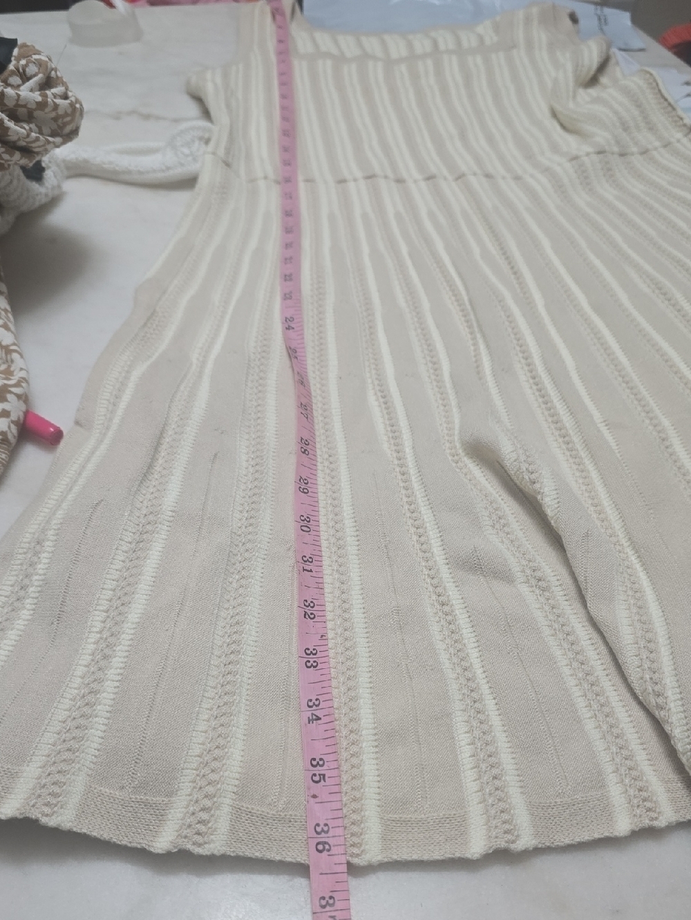 Lands' End Cream Textured Midi Dress - Picture 13 of 15